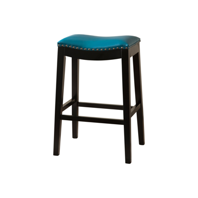 Shop Abbyson Living Jaden Bonded Leather Saddle Bar Stool In Blue