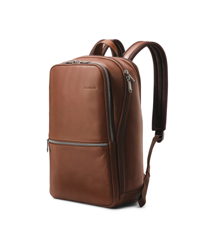 Shop Samsonite Classic Leather Slim Backpack In Brown