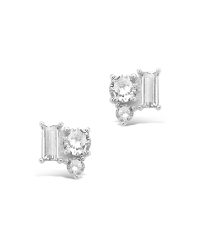 Shop Sterling Forever Women's Cubic Zirconia Cluster Silver Plated Stud Earrings