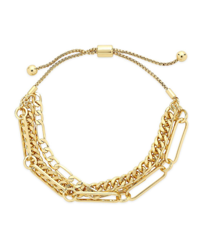 Shop Sterling Forever Women's Layered Chain Bolo Bracelet In Gold