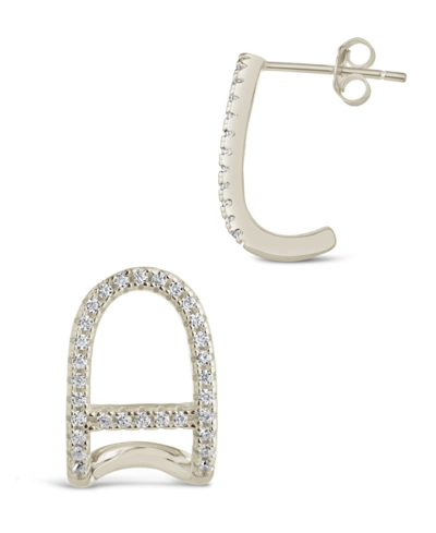 Shop Sterling Forever Women's Ezra Suspender Studs Earrings In Silver