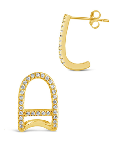 Shop Sterling Forever Women's Ezra Suspender Studs Earrings In Gold
