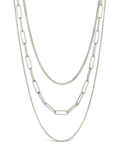 Shop Sterling Forever Women's Kori Triple Layered Necklace In Silver