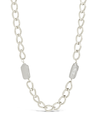 Shop Sterling Forever Women's Imitation Pearl Chain Necklace In Silver