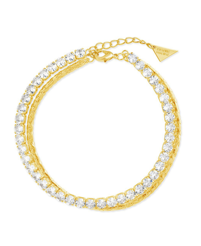 Shop Sterling Forever Curb Polished Chain Link Bracelet In Gold