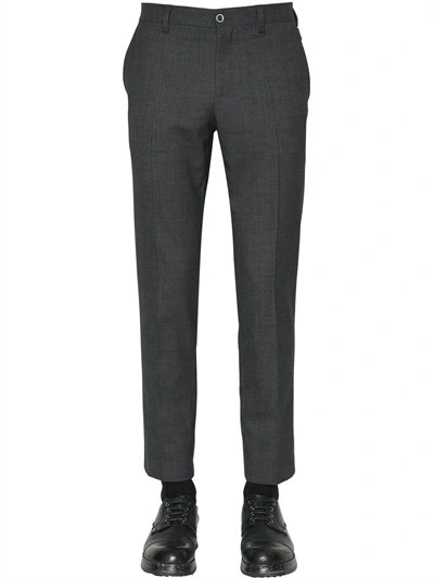 Dolce & Gabbana 18cm Stretch Cotton & Wool Blend Pants In Grey