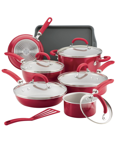 Shop Rachael Ray Create Delicious Aluminum Nonstick 13-pc. Cookware Set In Red