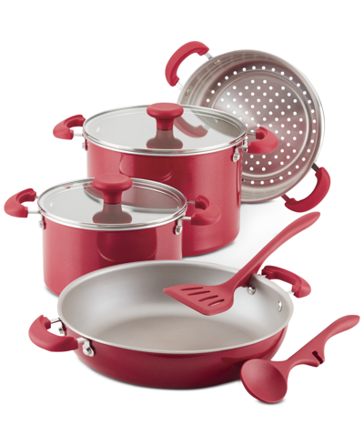 Shop Rachael Ray Create Delicious Stackable Nonstick 8-pc. Cookware Set In Red