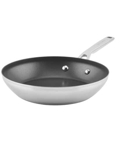 Shop Kitchenaid 3-ply Base Stainless Steel 9.5" Nonstick Induction Frying Pan In Silver