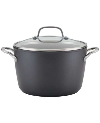 Shop Kitchenaid Hard-anodized 8 Quart Induction Nonstick Stockpot With Lid In Black