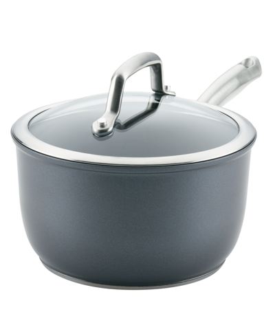 Shop Anolon Accolade Forged Hard-anodized Nonstick Saucepan With Lid, 2.5-quart, Moonstone In Gray