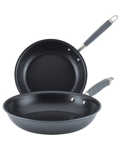 Shop Anolon Advanced Home Hard-anodized Nonstick Skillet Set, 2 Piece In Gray