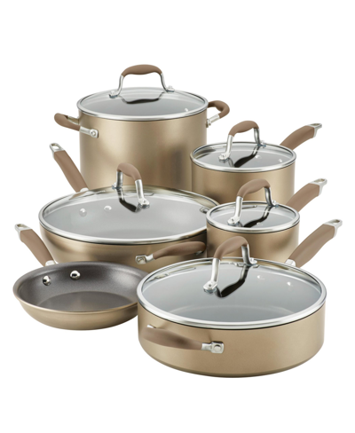 Shop Anolon Advanced Home Hard-anodized Nonstick Cookware Set, 11 Piece In Brown
