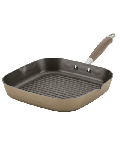 Shop Anolon Advanced Home Hard-anodized 11" Nonstick Deep Square Grill Pan In Brown