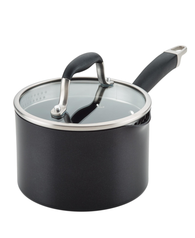 Shop Anolon Advanced Home Hard-anodized Nonstick Straining 2-qt. Saucepan In Black