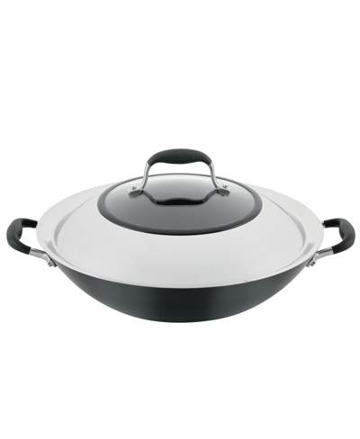 Shop Anolon Advanced Home Hard-anodized Nonstick Wok With Side Handles, 14" In Black