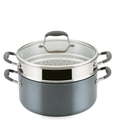 Shop Anolon Advanced Home Hard-anodized Nonstick 8.5-qt. Wide Stockpot With Multi-function Insert In Gray