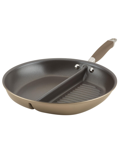 Shop Anolon Advanced Home Hard-anodized 12.5" Nonstick Divided Grill And Griddle Skillet In Brown