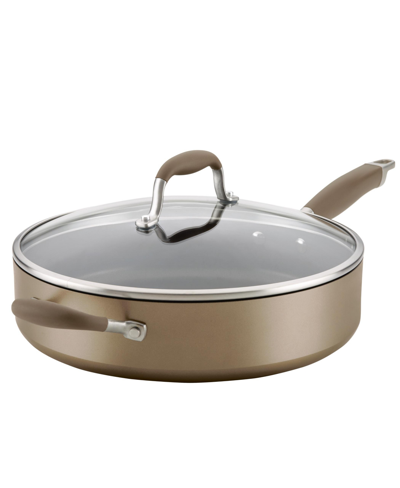 Shop Anolon Advanced Home Hard-anodized Nonstick 5-qt. Saute Pan With Helper Handle In Brown