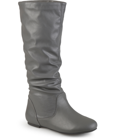 Journee Collection Women's Jayne Extra Wide Calf Slouchy Knee High Boots In Gray