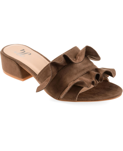 Shop Journee Collection Women's Sabica Ruffle Heels Women's Shoes In Tan/beige