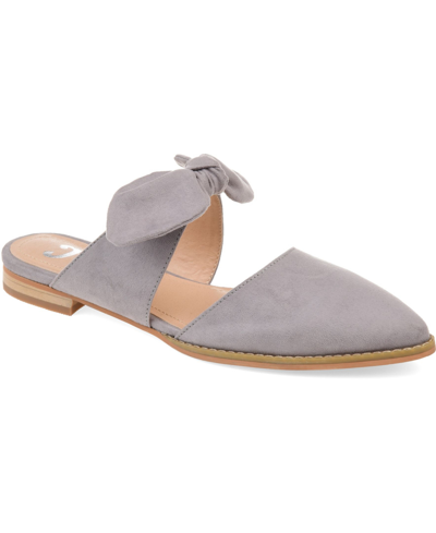 Shop Journee Collection Women's Telulah Bow Slip On Flat Mules In Gray