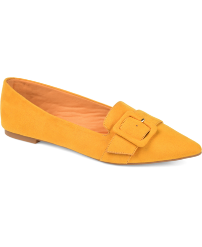 Shop Journee Collection Women's Audrey Buckle Flat Women's Shoes In Yellow