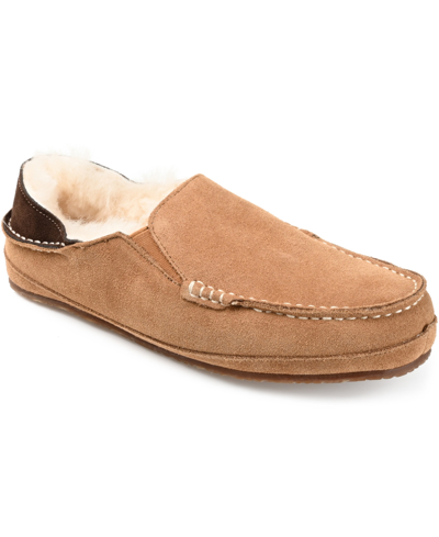 Shop Territory Men's Solace Fold-down Heel Moccasin Slippers Men's Shoes In Tan/beige