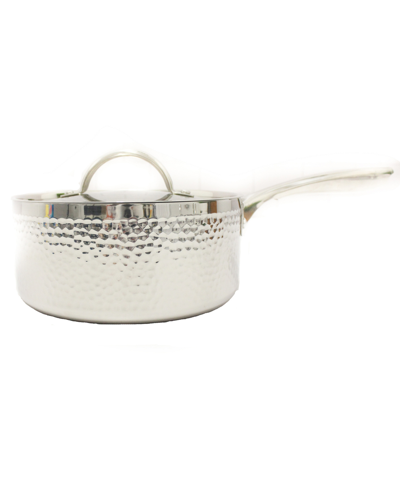 Shop Berghoff Hammered Tri-ply 8" Covered Saucepan In Silver