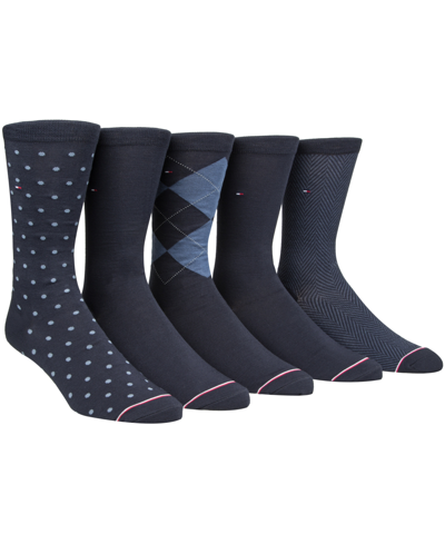 Shop Tommy Hilfiger Men's 5-pk. Assorted Printed Crew Socks In Blue