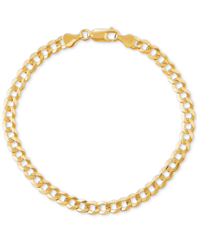 Shop Macy's Men's Concave Curb Link Chain Bracelet In 14k Gold-plated Sterling Silver