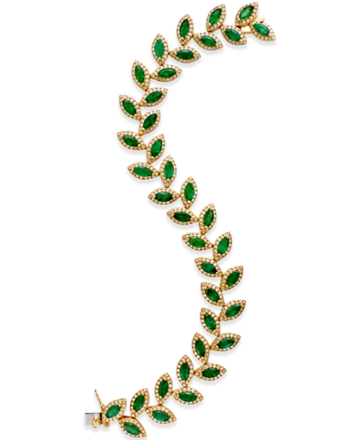 Shop Effy Collection Effy Emerald (10-4/5 Ct. T.w.) And Diamond (2-1/2 Ct. T.w.) Tennis Bracelet In 14k Gold In Green
