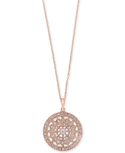 Shop Effy Collection Effy Diamond Disc Pendant Necklace (1/4 Ct. T.w.) In 14k White, Rose, Or Yellow Gold In Pink