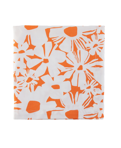 Shop Tableau Blooms Napkins, Set Of 4 In Orange