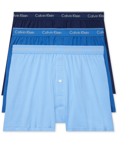 Shop Calvin Klein Men's 3-pack Cotton Classics Knit Boxers In Blue