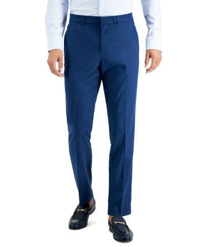 Shop Perry Ellis Portfolio Men's Slim-fit Non-iron Performance Stretch Heathered Dress Pants In Blue