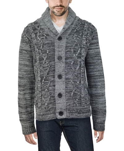 Shop X-ray Men's Shawl Collar Cable Knit Cardigan In Gray