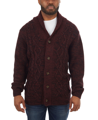 Shop X-ray Men's Shawl Collar Cable Knit Cardigan In Red