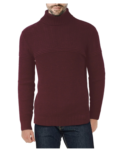 Shop X-ray Men's Ribbed Pattern Turtleneck Sweater In Red
