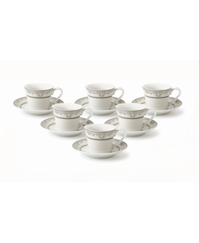 Shop Lorren Home Trends 12 Piece 2oz Espresso Cup And Saucer Set, Service For 6 In Silver