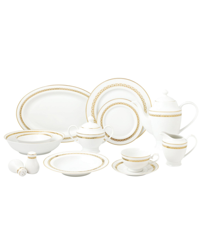 Shop Lorren Home Trends New Bone China 57 Piece Dinnerware Set, Service For 8 In Gold