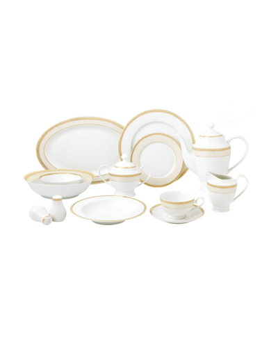 Shop Lorren Home Trends 57 Piece Mix And Match Bone China Dinnerware Set, Service For 8 In Gold