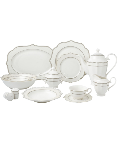 Shop Lorren Home Trends 57 Piece Mix And Match Bone China Dinnerware Set, Service For 8 In Silver