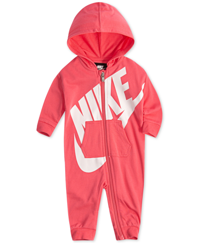 Shop Nike Baby Boys Or Baby Girls Play All Day Hooded Coverall In Pink