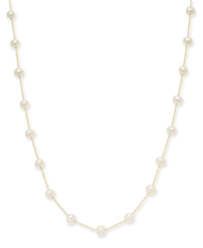 Effy Collection Effy Cultured Freshwater Pearl Station 18" Necklace In 14k Gold (5-1/2mm) In Gold