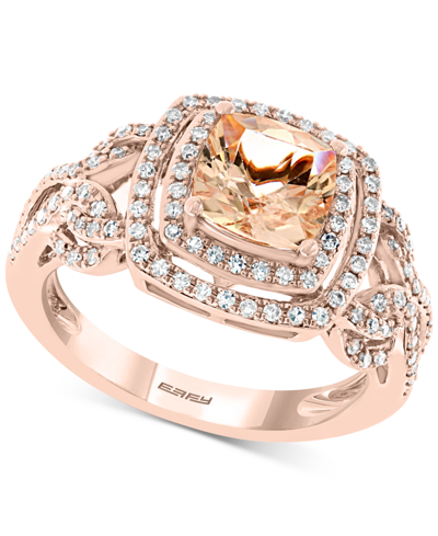 Shop Effy Collection Effy Morganite (1-3/8 Ct. T.w.) & Diamond (3/8 Ct. T.w.) Ring In 14k Rose Gold