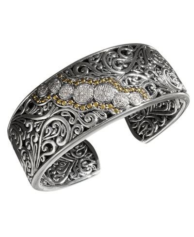 Shop Effy Collection Balissima By Effy Diamond Round Swirl Diamond Cuff (1/4 Ct. T.w.) In 18k Gold And Sterling Silver