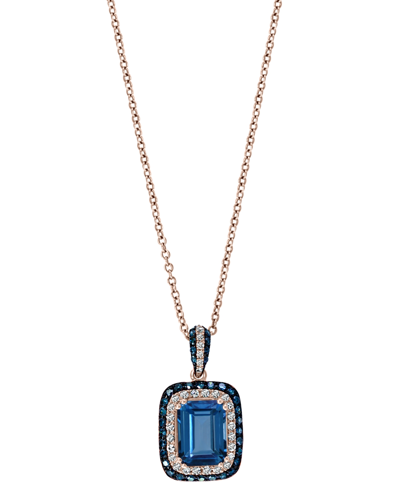 Shop Effy Collection Effy London Blue Topaz (2-1/5 Ct. T.w.) & Diamond (1/3 Ct. T.w.) 18" Pendant Necklace In 14k Rose Go In Gold