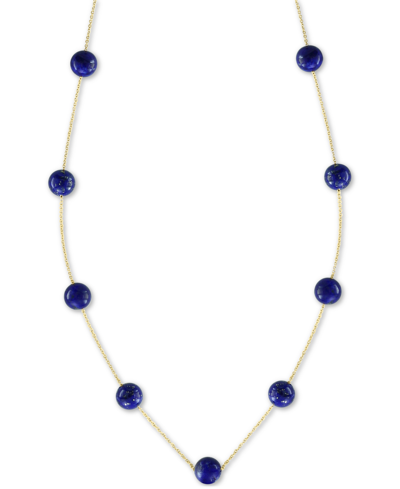 Shop Effy Collection Effy Lapis Lazuli (6mm) 18" Statement Necklace In 14k Gold (also In Onyx) In Blue