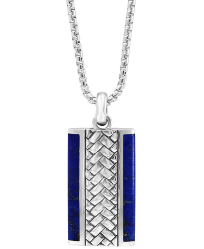 Shop Effy Collection Effy Men's Lapis Lazuli Woven-look 22" Pendant Necklace In Sterling Silver In Blue